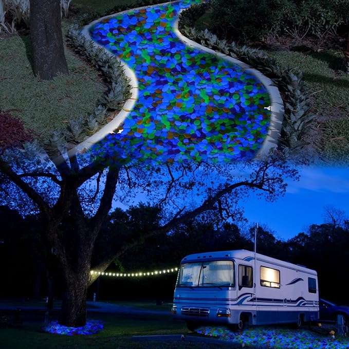 Sasylvia 3000 Pcs Glow in The Dark Rocks 1 Inch Glow Rocks 12.6 LB Garden Glow in The Dark Stone Outdoor Glow in The Dark Pebbles for Landscaping Walkway Pathway Backyard Fish Tank Plant(Multicolor)