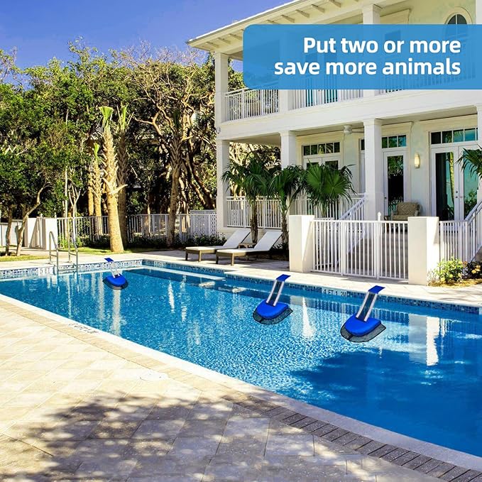 Pool Animal Escape Ramp Frog-Saver-Log - for 2Pcs Swimming Pools Wildlife Rescue Device,Durable Above Ground Pool Critter Ramp, Prevent Drowning with Easy Install, Pool Safety,Reusable (Blue-2Pack)