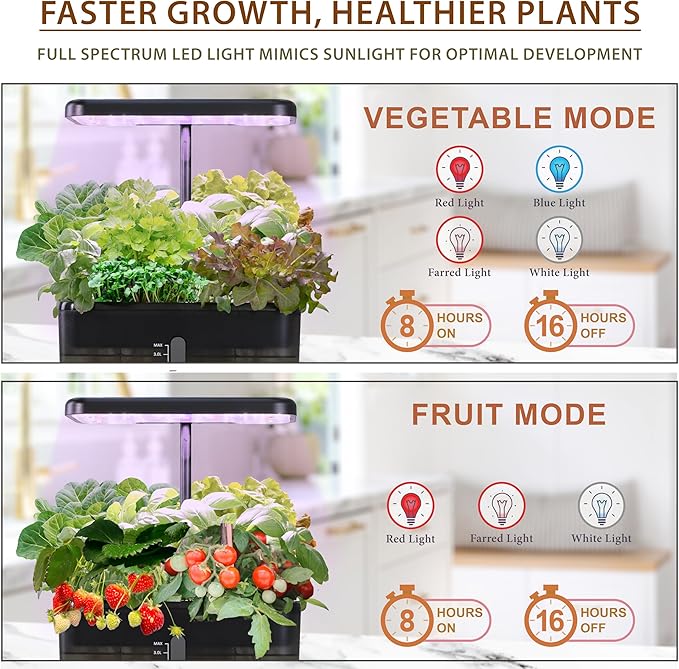 Clay Pebble Hydroponics Growing System Kit – Indoor Herb Garden with Smart LED Grow Light, Adjustable Height, and Complete Grow Kit – Nutrients Included for Cutting-Edge Indoor Gardening.