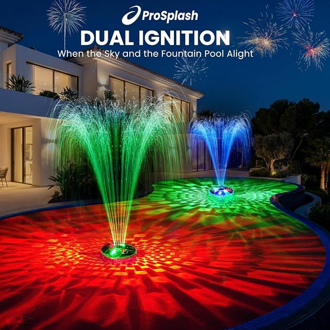 Upgraded Pool Fountain with Remote,2026 Floating Pool Fountain with Lights,Above Ground Pool Water Fountains Pump with Anchor,Swimming Pool Fountains for Inground Pool-1PC(Blue)