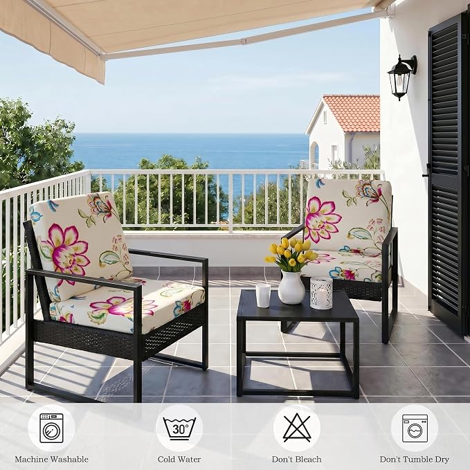 CALBODE 8pcs Single Seat Floral Print Outdoor Couch Cover, Waterproof Elastic Removable Half-Wrapped Sofa Seat Cushion, Suitable for Patio, Terrace, Garden Sofa Cushion