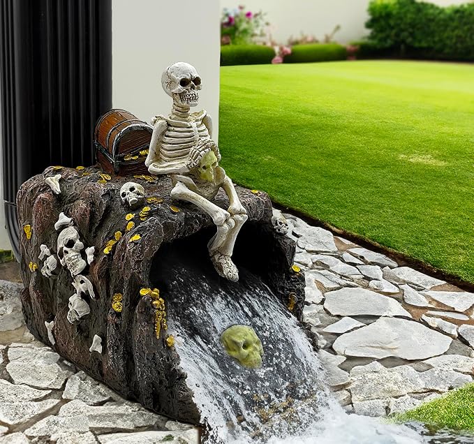 Teaeeno Skeleton Statue Decor Gutter Downspout Extension Decorative,Resin Animal Statue Outdoor Decor, 3"×4" Rain Gutter Downspout Splash Block,Garden Splash Block Outdoor Sculpture