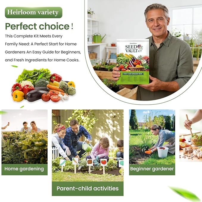 GermiGrow Survival Vegetable Seeds Vault Kit - 36 Heirloom Varieties, 17,600+ Non-GMO Vegetable Seeds for Planting Indoor/Outdoor & Hydroponic Gardening, Survival Gear & Emergency Seeds