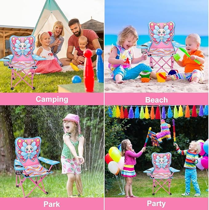 KABOER Kids Outdoor Folding Lawn and Camping Chair with Cup Holder and Carrying Bag, Children's Camping Chairs