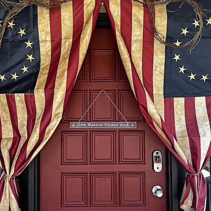 Betsy Ross Tea-Stained Vintage American Flag 3x5 FT 13 Stars Deluxe Water Resistant Series Vintage Flags Heavy Duty Super Tough Spun Polyester/Embroidered Design/Sewn Stripes/Brass Grommets