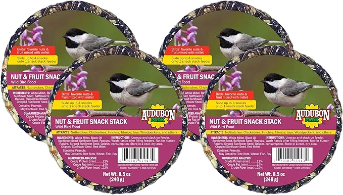 Audubon Park 13142 Nut & Fruit Snack Stack Bird/Wildlife Food, 4-Pack