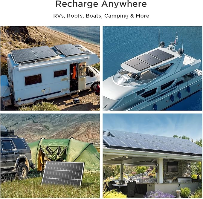 N-Type 16BB 100 Watt Solar Panel, 100W Solar Panel with 25% High Efficiency Monocrystalline PV Module, Compact Space-Saving for RV, Van, Marine and Off-Grid 12V System