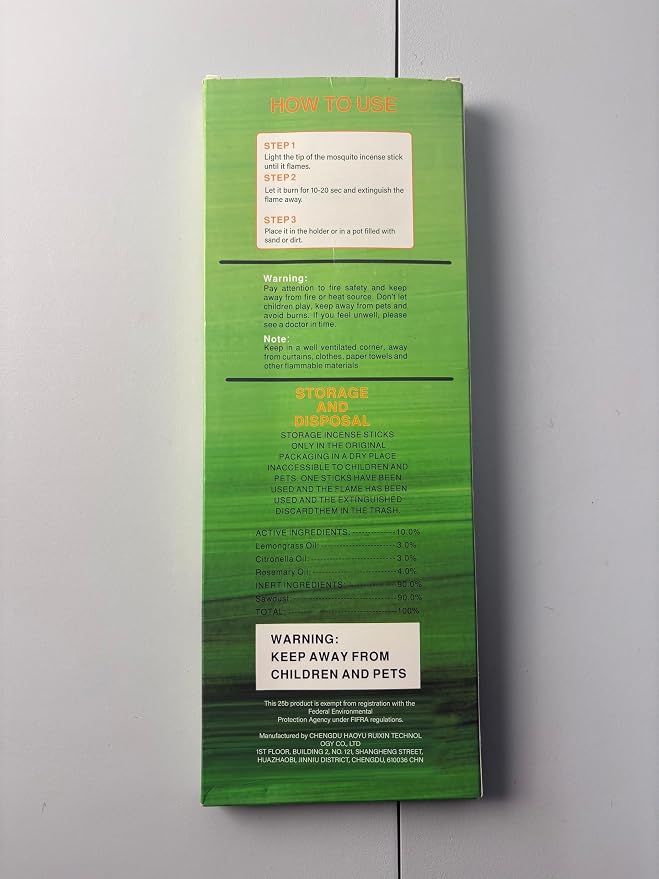 90 Pcs Natural Mosquito Repellent Outdoor Patio, Citronella Oil Mosquito Incense Sticks Plant-Based Bug Repellent for Patio Camping Fishing Backyard Travel Mosquito Control