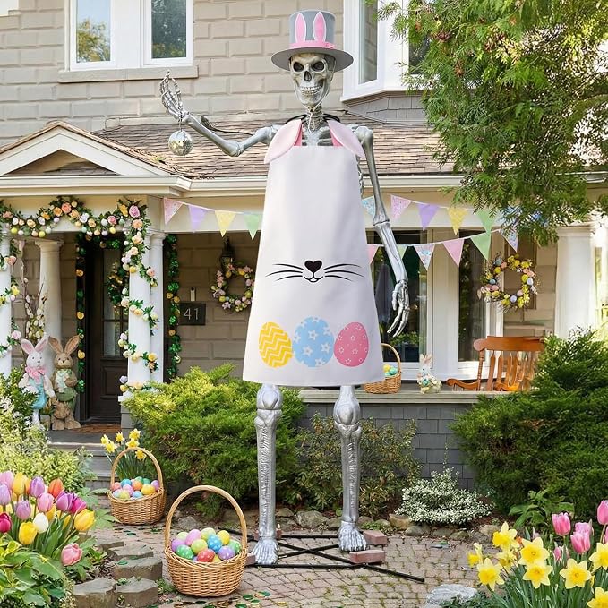 Mepase 12ft Skeleton Costume Accessories Set Oversize Hat and Apron Prop Giant Outdoor Indoor Yard Garden Lawn Decoration