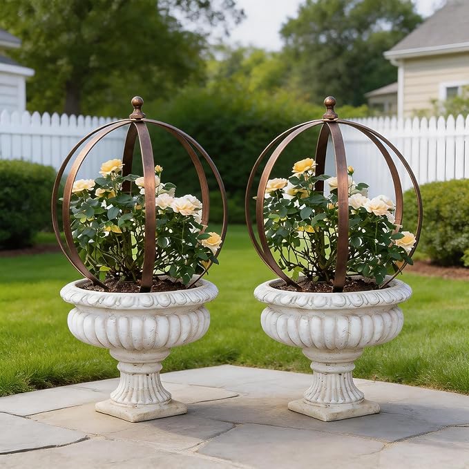 Garden Obelisk Trellis for Climbing Plants – 18"x22" Metal Outdoor Support for Rose Bushes and Tall Vines – Antique Copper Finish – Easy Assembly and Storage – Perfect Garden Decor