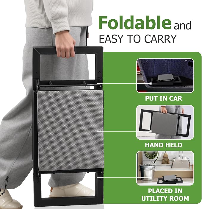 LLARGUEST Garden Kneeler and Seat,Heavy Duty Foldable Kneeling Chair with Handle,Comfortable Wide 12" Garden Kneeling Pad, Gardening Gifts for Seniors Outdoor Planting, Camping, Fishing