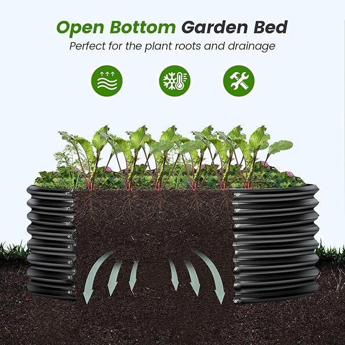 Land Guard 4×4×2ft Galvanized Raised Garden Bed Kit 2Pcs, Planter Raised Garden Beds Outdoor, Round Clearance Raised Garden Beds for Gardening Vegetables (Gray)