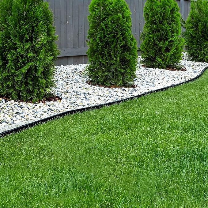 Landscape Edging, 66FT Plastic Garden Edging Border with 100 Pcs Metal Spikes, 3 Inch Tall Flexible Tool-Free Lawn Edging for Flower Bed, Yard, Paving, Pathway