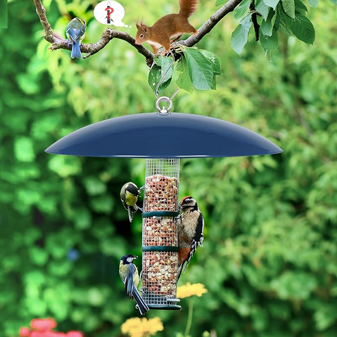 Bird Feeder Dome Guard,Squirrel Baffle for Hanging Feeder,13-Inch Cover for Shepherd's Hook in the Outdoors,Smart Birds Feeder's Umbrella(Blue), 2 Pack
