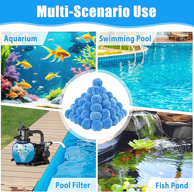 MJZ Pool Filter Balls for Sand Filter, 3.1 Lbs Reusable Sand Filter Balls for Swimming Pools, Efficient Eco-Friendly Polysphere Pool Filtration Balls, Pool Filter Balls Media for Sand Pump(Blue)