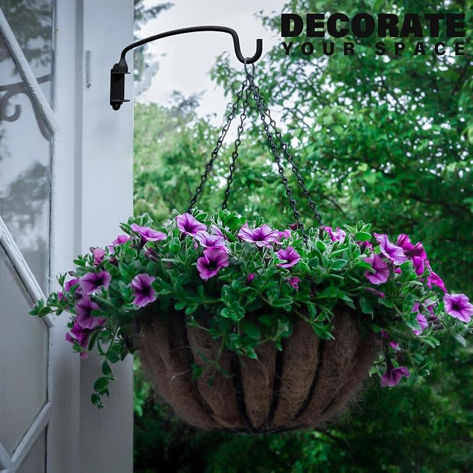 4 Pack Plant Hanger Bracket Wall Mounted Hooks for Hanging Bird Feeder, Flower Bracket, Anti Rust Metal Lanterns 12 Inches