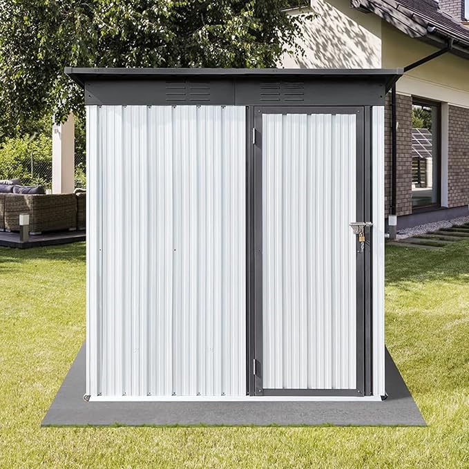 Outdoor Storing Tools Large Space Excellent Air Ventilation Easy Assembly Metal Storage Shed for Bike Trash Can Machine White One Size