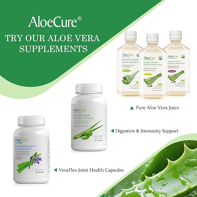 AloeCure Daily Probiotics 10 Billion CFU for Digestive Support 8 Strains, 6 Prebiotics & Enzymes - Digestive Supplement with Bromelain for Women & Men - Gut Support, Digestive Relief, 30 Caps x 3btls