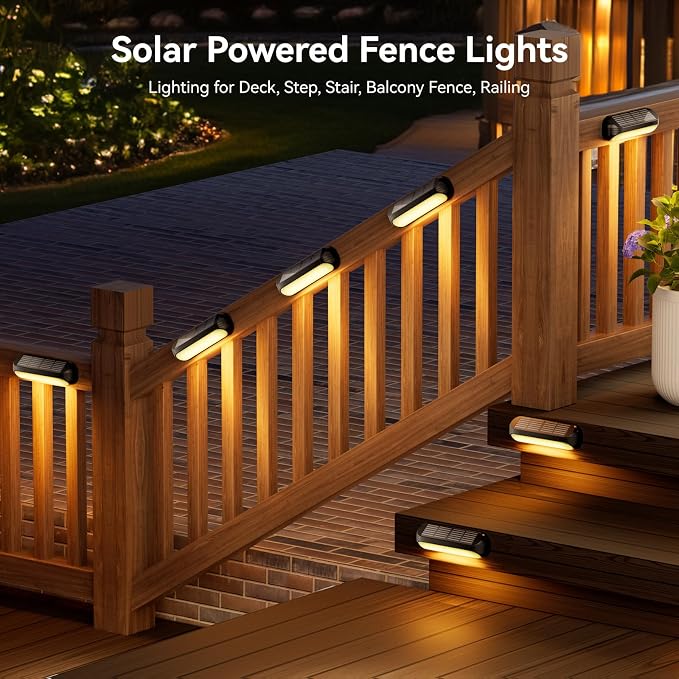 AHAORIGIN Outdoor Solar Lights for Outside, 10 Pack Bright Solar Fence Lights with Multi-Color Changing & Warm White Mode, Upgraded Solar Step Lights Outdoor Waterproof for Garden Deck Post Stair Wall