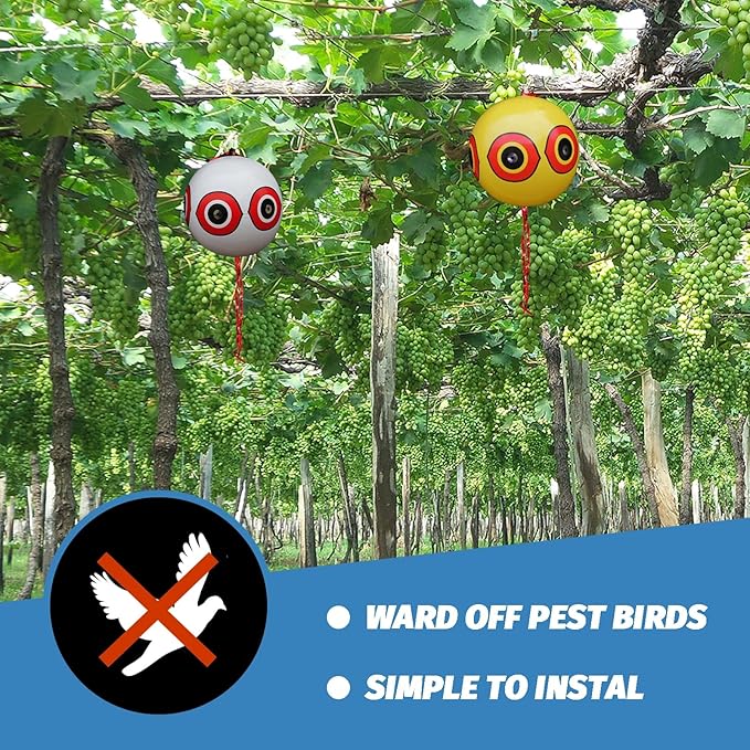 MorTime 3PCS Balloon Bird Repellent, 24" Inflatable Decoy with Reflective Eyes to Deter Birds from Garden, Pool, and Outdoor Areas