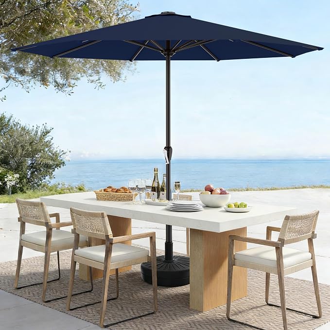 AreShark 12 FT Patio Umbrella for Outdoor, Outdoor Table Umbrella with Push Button Tilt and Crank, Outdoor Patio Umbrellas with 8 Sturdy Ribs, Patio Umbrellas for Market, Garden, Pool (Navy)
