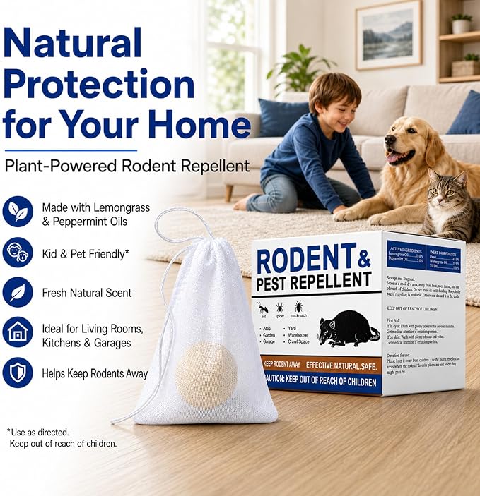 Mouse Repellent Balls 36 Pack, Peppermint Rodent Repellent for Mice and Rats, Natural Mouse Deterrent Indoor Outdoor, Long Lasting Pest Control for Home, Garage, Basement, Attic, Car