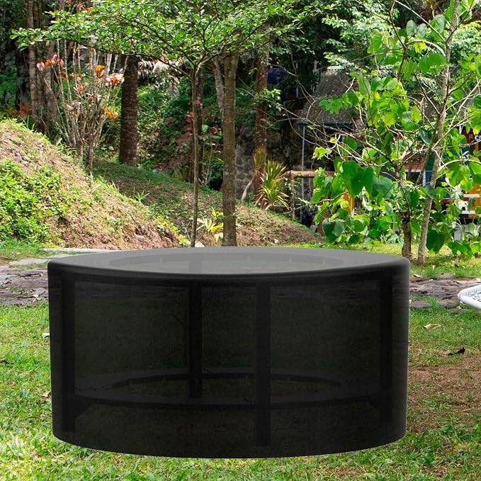 Fire Pit Surround Tabletop for Solo Stove Yukon, Bonfire, Tiki, Outdoor Smokeless Fire Pit Table for Wood Burning Fire Pits, Powder-Coated Steel Stove Table Surround with Cover for Solo Stove