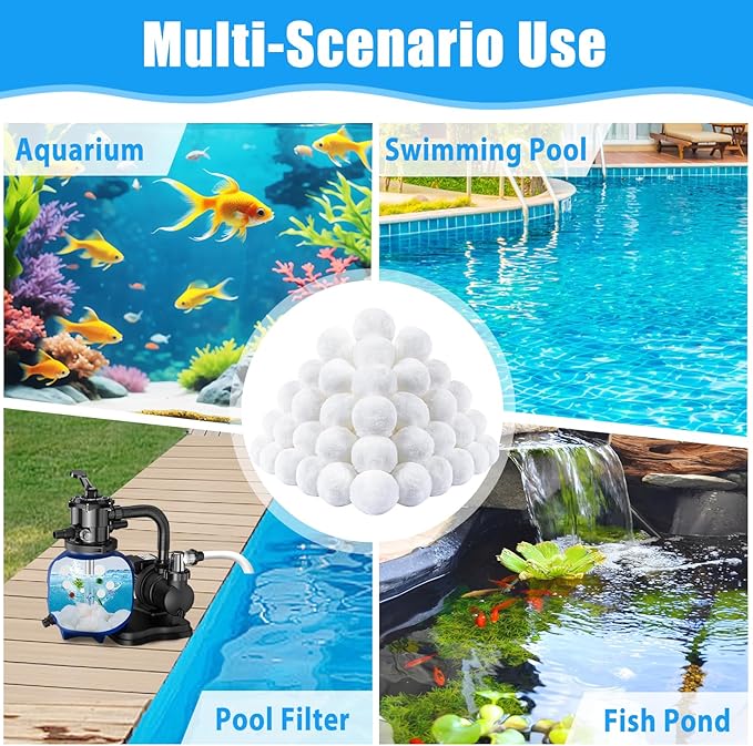MJZ Pool Filter Balls for Sand Filter, 4.4 Lbs Reusable Sand Filter Balls for Swimming Pools, Efficient Eco-Friendly Polysphere Pool Filtration Balls, Pool Filter Balls Media for Sand Pump