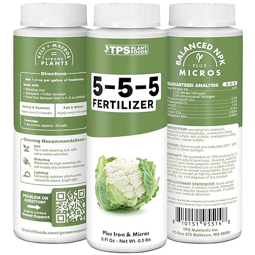 5-5-5 Fertilizer for Plants, Great for Vegetables, Flowers, and Shrubs, Liquid Plant Fertilizer by TPS Plant Foods, 32oz (1 Quart)