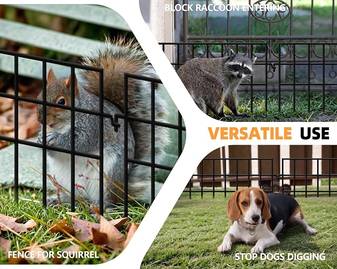 35 Panels Animal Barrier Fence No Dig, 37.92ft(L) X 12in(H) Rabbit Fences Ground Defense Border Small Metal Fencing, Dog Under Barriers Blocker for Garden, Flower Bed, Patio