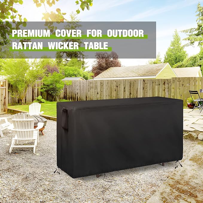 Outdoor Bar Cover for Best Choice Product Patio Wicker Bar Counter Table 55"L x 19"D x 36"H, Waterproof& Heavy Duty Cover for VINGLI Patio Rattan Wicker Bar Table-Rectangle