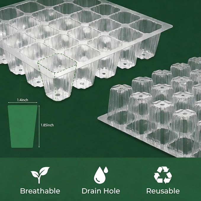 Gardzen 10 Pack 5 Gallon Grow Bags & 5 Pack 40 Cell Seed Starter Tray Kit, Thickened Aeration Fabric Pots with Handles, BPA Free Reusable Seedling Trays with Humidity Vented Domes for Indoor Outdoor P