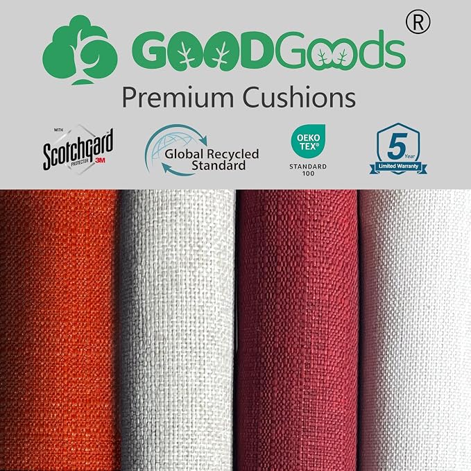 Goodgoods 24 x 24 Outdoor Patio Deep Seat Cushions 2-Pack, 1000+ Hours Fade-Resistant & Water-Resistant Outdoor Furniture Chair Cushions with 30D High-Resilience Foam for Sofa Chair, Quarry Red