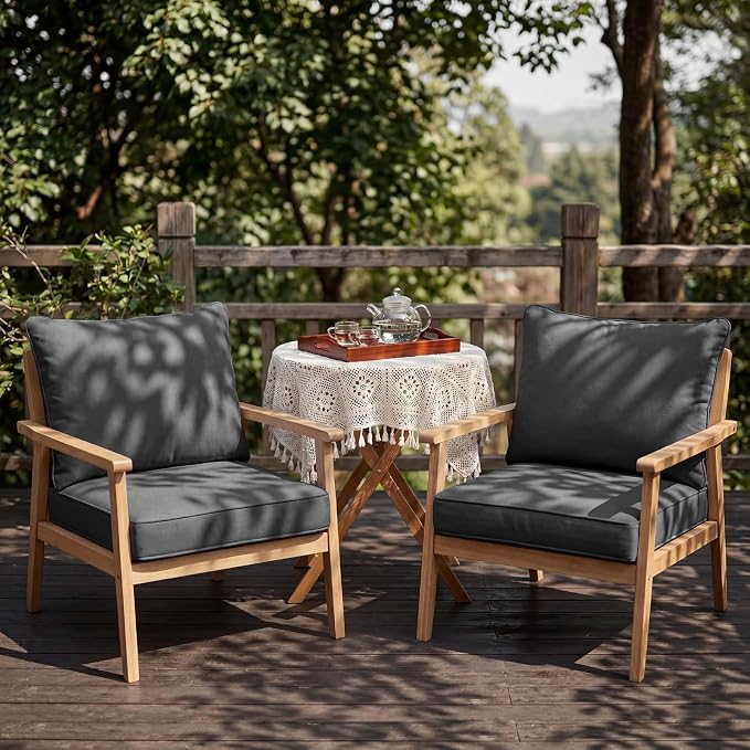 4-Piece Outdoor Patio Cushion Covers, Seat & Back Replacement Set, Covers Only for Patio Furniture, Porch, Deck, Balcony (4Pcs-Gray, 24 * 24 * 4-inch)