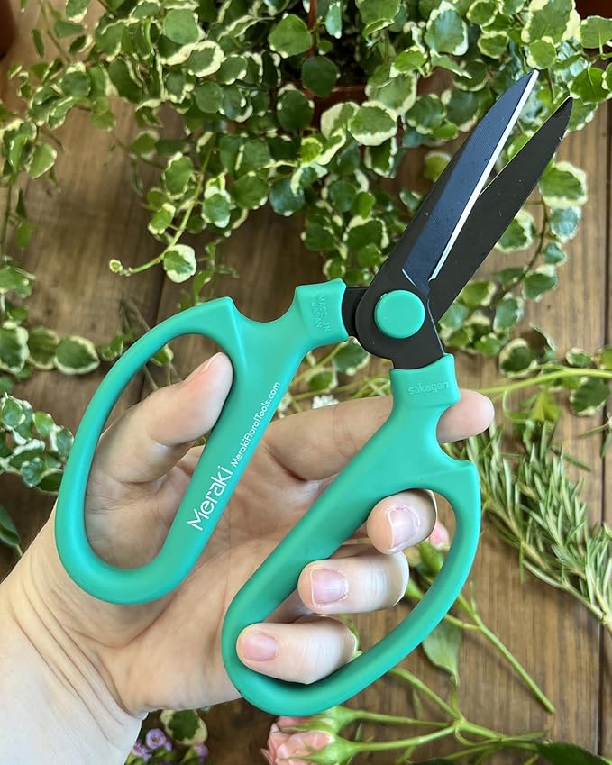 Garden Pruning Shears Scissors Carbon Steel Blades 7.6 Inch, Echinops - Teal