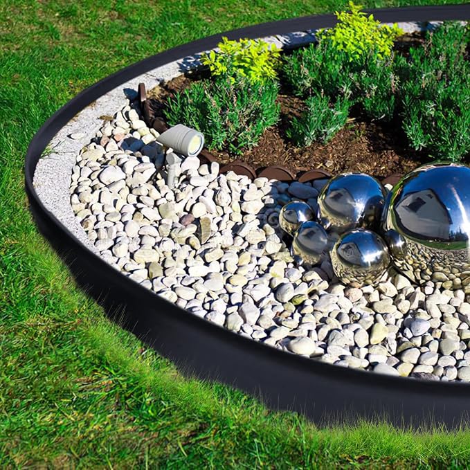 No Dig Landscape Edging 66FT, 2 Inch Plastic Edging for Landscaping with 200 Spikes, for Garden, Lawn, Flower Beds and Yard, Black
