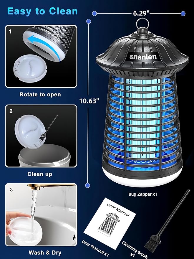 snanlen 4200V High-Powered Electric Bug Zapper Outdoor & Indoor with LED Attractant, Durable ABS Mosquito Zapper Outdoor, Plug-in Fly Trap & Mosquito Killer for Patio, Yard, Garden and Home