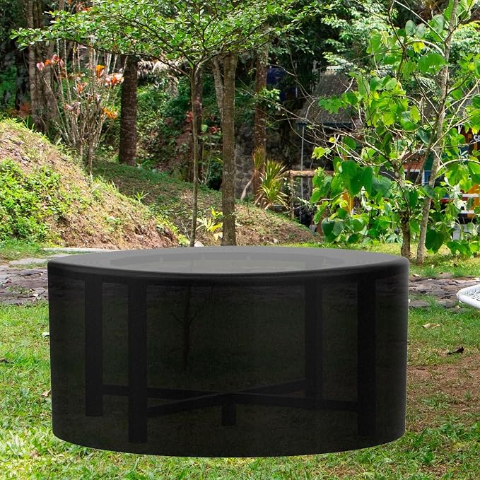 Fire Pit Surround Tabletop for Solo Stove Bonfire, Tiki, Outdoor Smokeless Fire Pit Table for Wood Burning Fire Pits, Powder-Coated Steel Stove Table Surround with Cover for Solo Stove