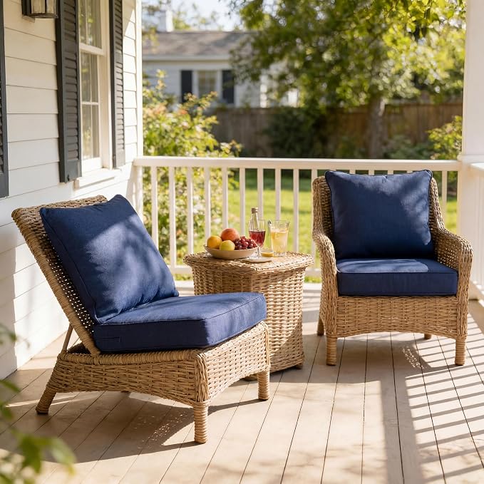 Art Leon Patio Chair Cushions 22 x 24 Outdoor Seat Cushions 28D High Density Foam Patio Chair Cushion with Non-Slip Backing Waterproof Outdoor Seat Cushion for Patio Furniture Porch Swing Navy Blue