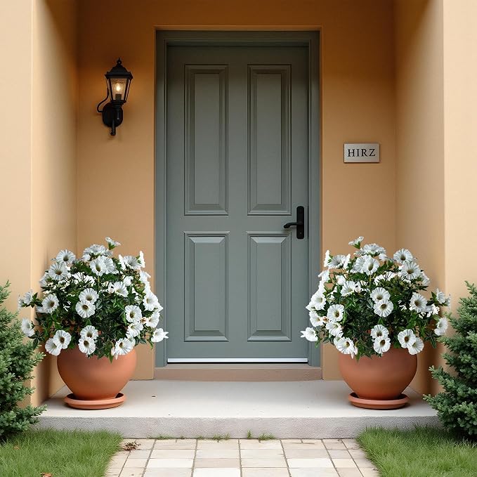 White Artificial Morning Glory Flowers for Outdoor Planters, UV Resistant Silk Faux Flowers for Hanging Basket, Porch & Window Box, Lifelike Farmhouse Garden Decor, No Pot, 13.3 Inch, 4 Bundles