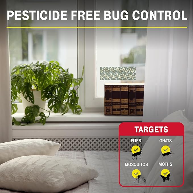 Catchmaster Window Fly Traps 12-Pack, Designed to Disguise House & Fruit Fly, Gnats, Adhesive Strips for Indoor, Disposable Bug Catcher, Insect Sticky Glue Traps, Pest Control for Home & Kitchen