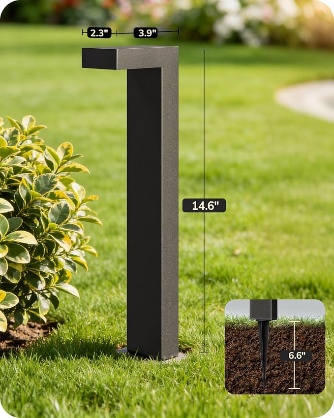 EDISHINE Low Voltage Landscape Lighting, 3.2W 3000K 50,000Hrs Electric LED Pathway Lights Wired, 12V Waterproof Outdoor Landscape Path Lights, Modern Aluminum Housing for Driveway Garden, 6Pack