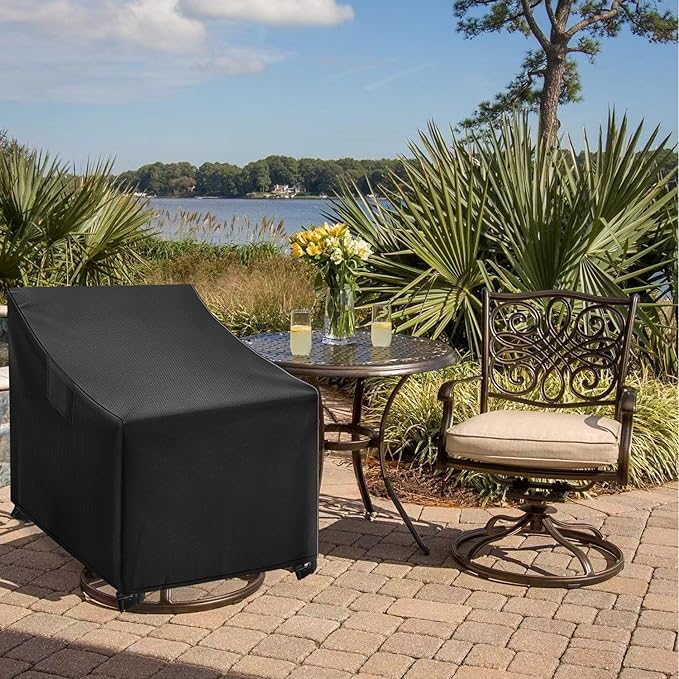 WLEAFJ Outdoor Rocking Chair Covers - Heavy Duty, Waterproof, Patio Rocking Chair Covers - Black, 2 Pack - 27.5" W x 32.5" D x 39" H