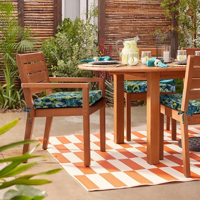 DYTXIII Set of 4 Outdoor Chair Cushions, Water Resistant 18.5"x16"x2" Square Seat Cushion for Patio Dining Chairs, High-Density Replacement Pads for Indoor Outdoor Furniture - Flower Child