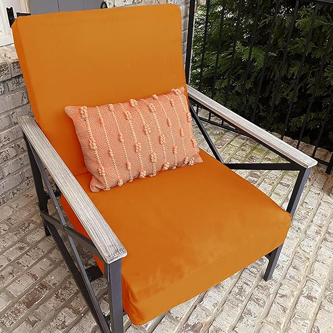 Sqodok Patio Cushion Covers, Waterproof Outdoor Cushion Covers Replacement, Patio Cushion Seat Slicovers for Sectional Sofa, Chair, Outdoor Wicker Patio Sofa (Pumpkin, 18"x18"x2"-2 Pack-Cover ONLY)