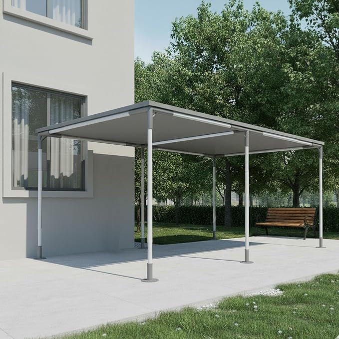 6 Leg Carport Kits, Square Flat Top Canopy Fitting Kit with 1-3/8" ID, Galvanized Steel Carport Connectors, shed Frame kit DIY Project