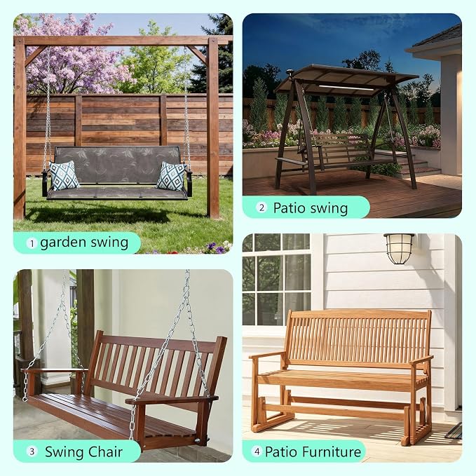 5" Thick Waterproof Porch Swing Cushion 40 x 40 in 3 Seater Replacement Outdoor Swing Cushions with Back Support Patio Swing Cushion for Outdoor Bench Furniture