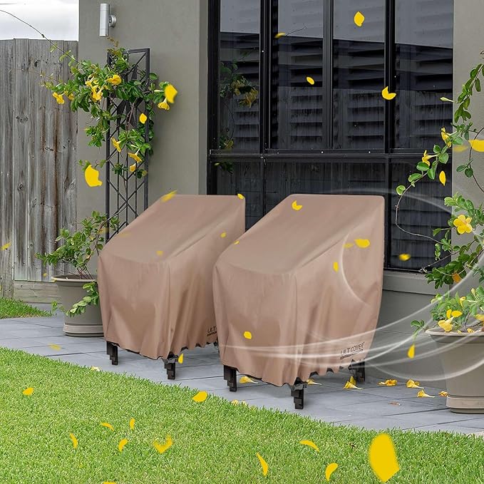 ULTCOVER Stackable Patio Chair Cover – Waterproof Outdoor Stack of Chairs Cover 2 Pack Fits Up to 26W x 34D x 45H inches