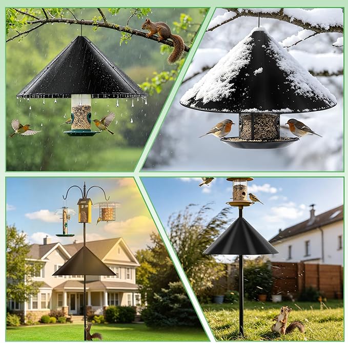 Metal Squirrel Baffle for Bird Feeder Pole, Squirrel Cone for Bird Feeder Pole, Outdoor Squirrel Guard for Bird Feeder Poles, Shepherd’s Hook, Outside Hanging Feeder, Heavy Duty, 1 Pack