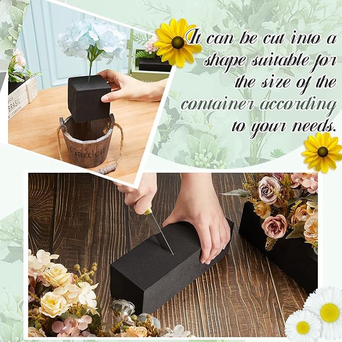 Lallisa 16 Pcs Reusable Floral Foam Blocks Water Weather Resistant Dry Floral Foam for Artificial Flower Arrangements Outdoor Flower Boxes Outside Hanging Planters Wedding Home Decor (9 x 3 x 3")